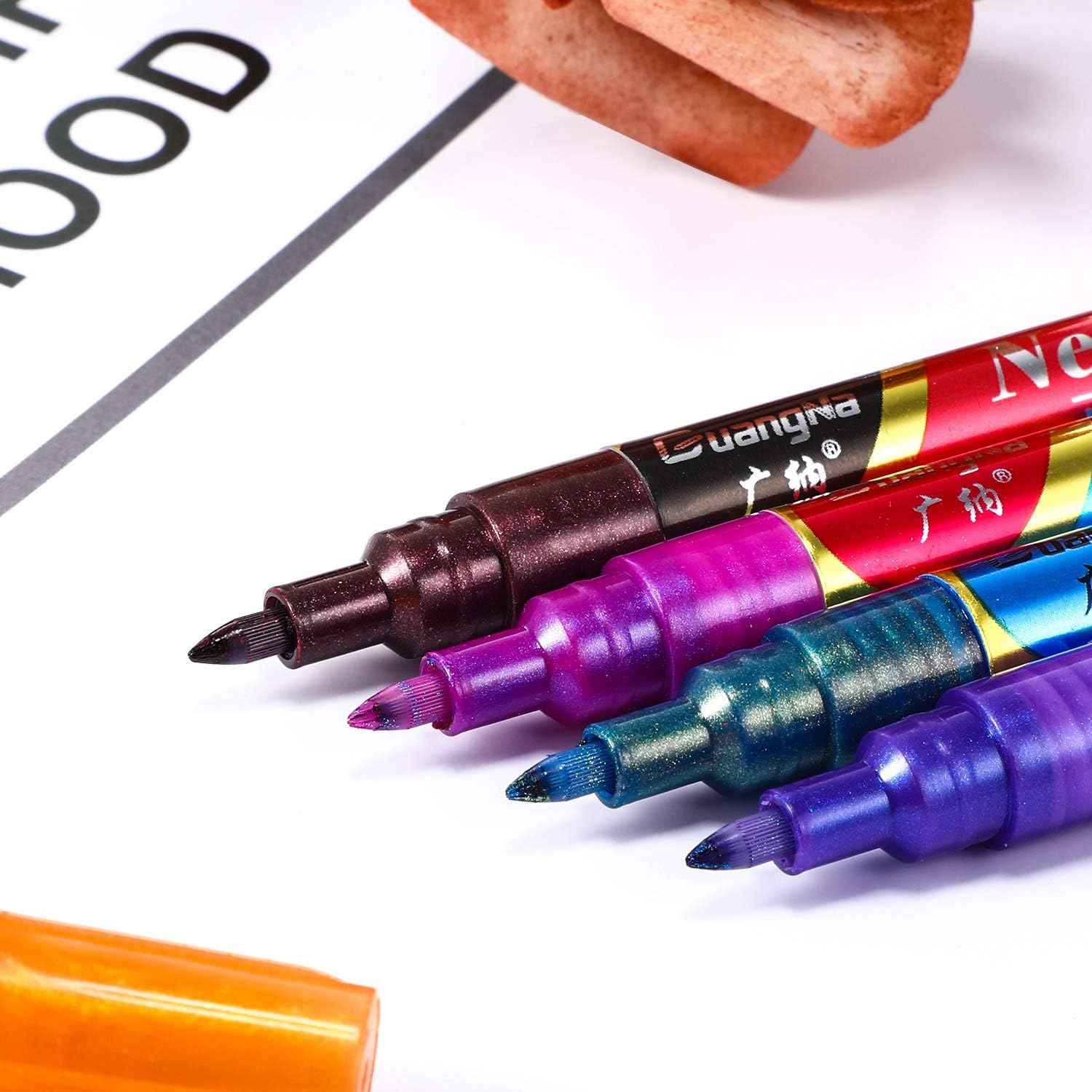 Guangna Neon Gel Pen Glitter Double Color Metallic Marker-12 Colors