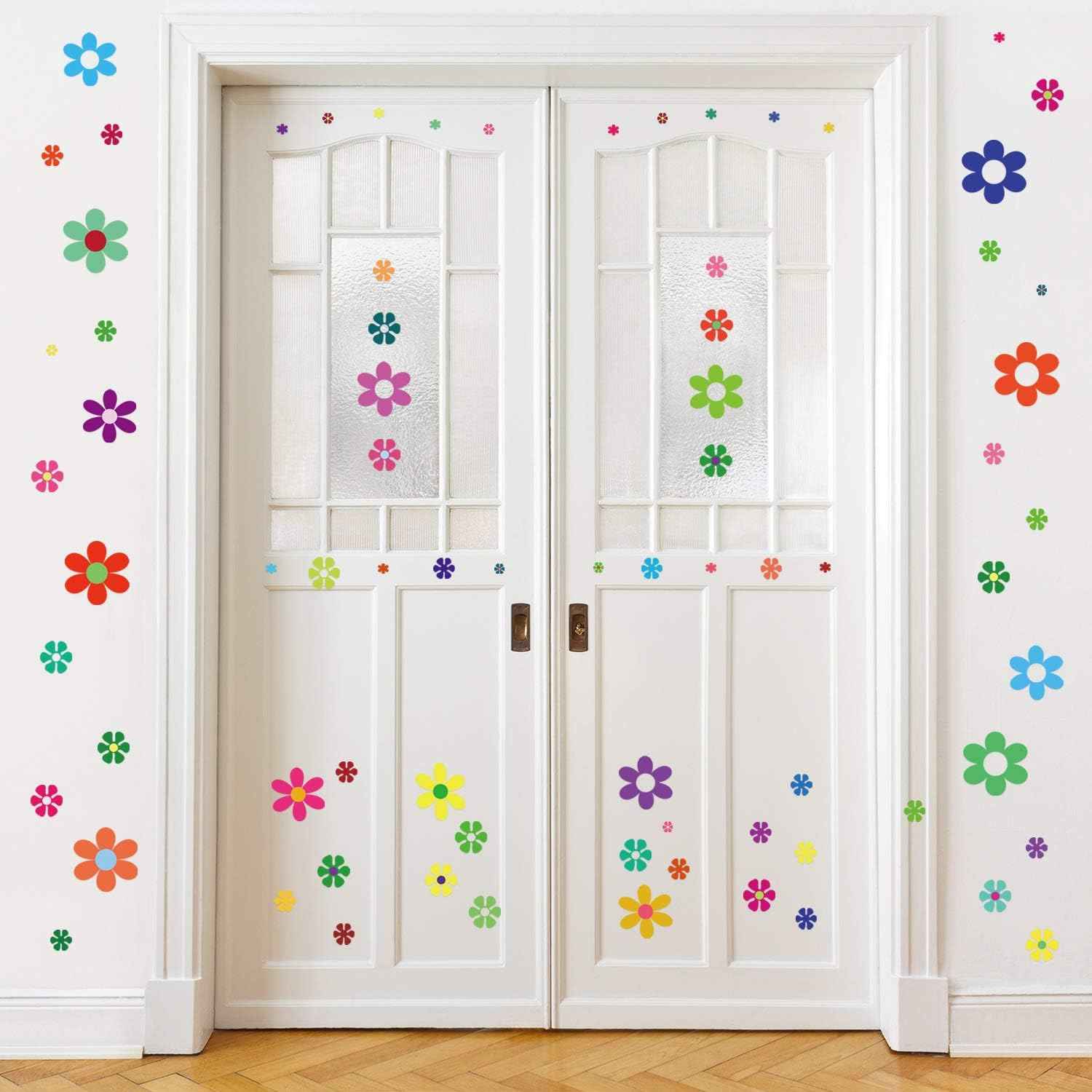 96 Pieces Car Flowers Stickers for Window Laptop Car Decoration