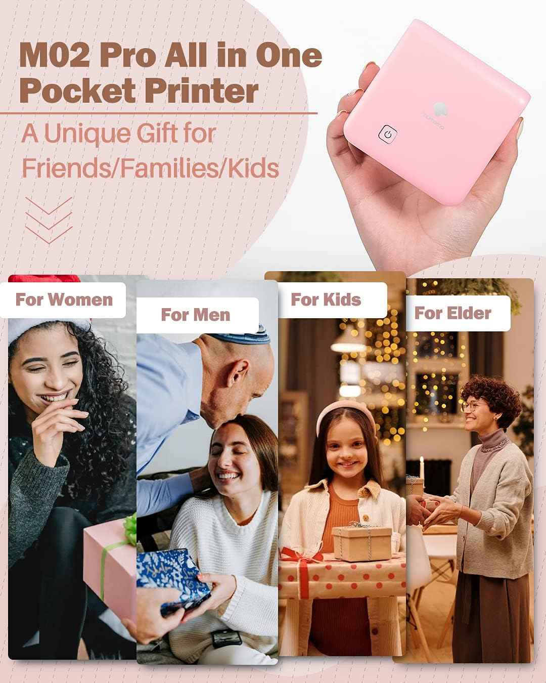 Phomemo M02 Pro Pocket Thermal Bluetooth Photo Printer Type-C Charging