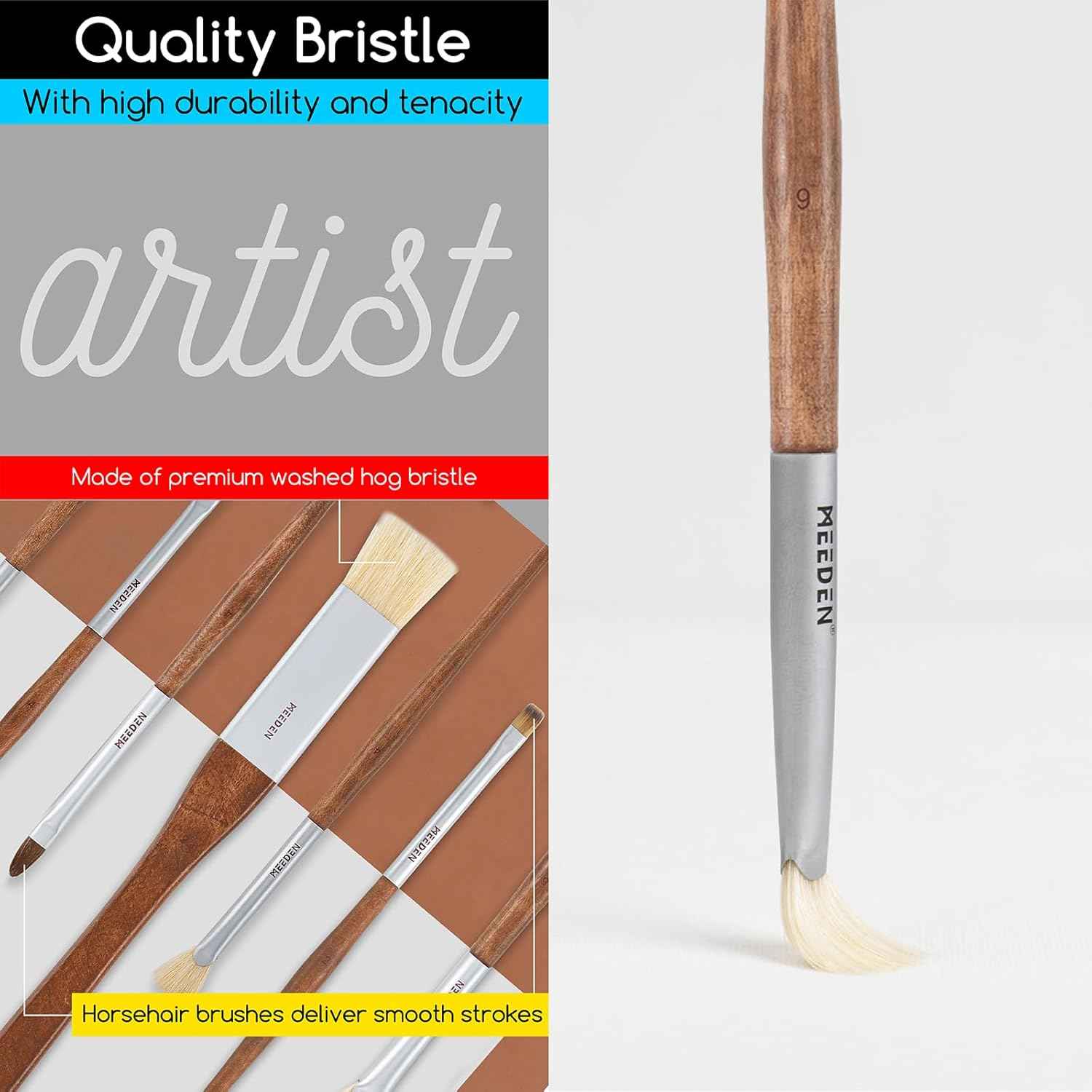 MEEDEN Artist Oil Paint Brush Set 10 Pack