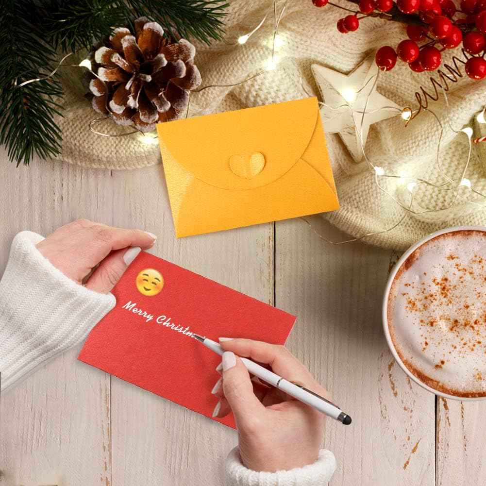 100pcs Mini Christmas Gift Card Envelopes with Heart Shaped Clasp