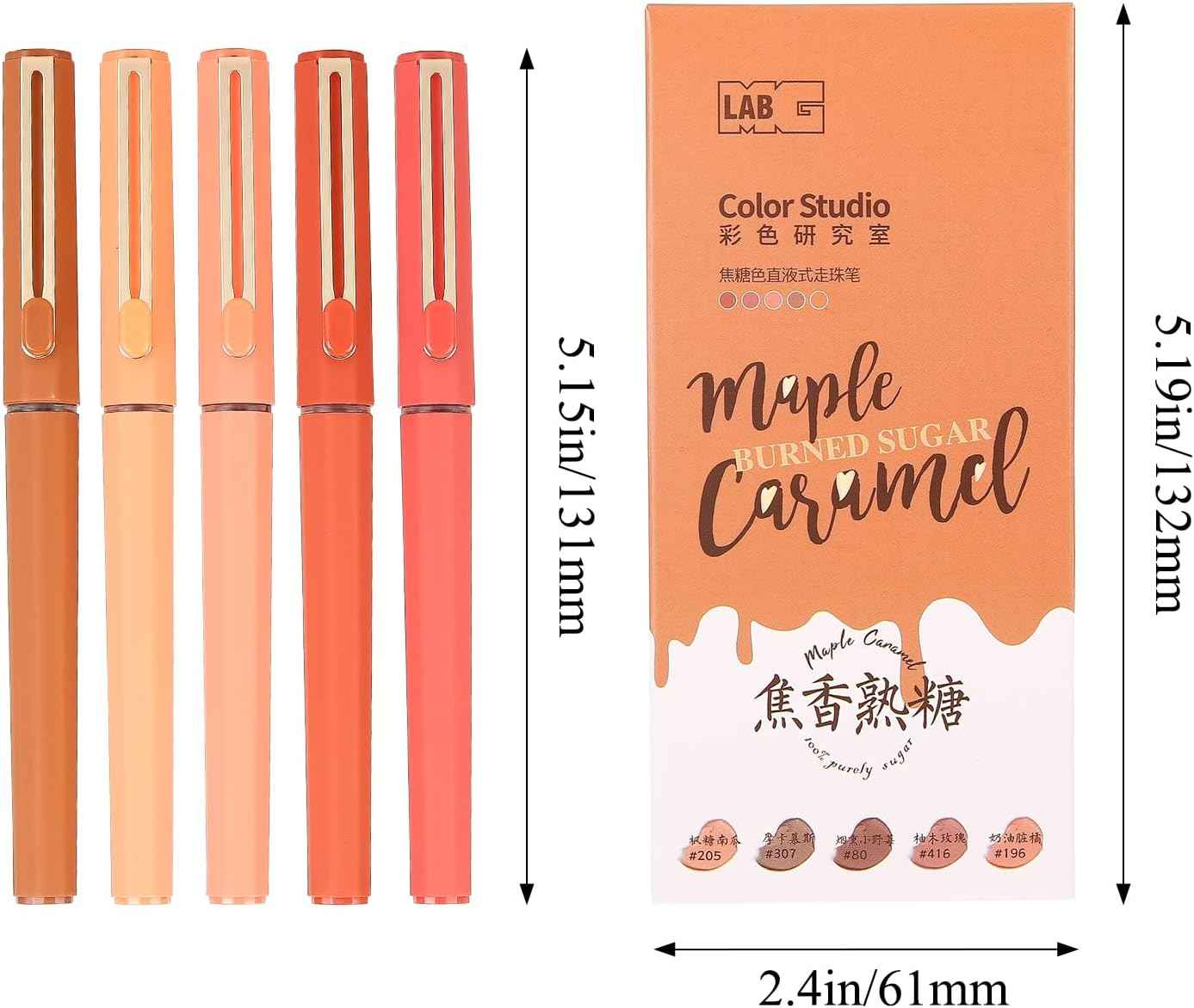 5Pcs Liquid Rollerball Pens Ultra Fine Point Black Ink,Caramel Color