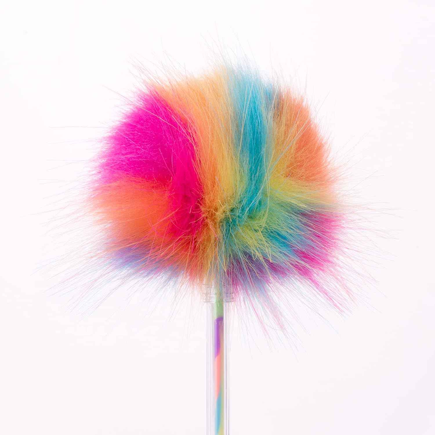 12 Pack Rainbow Color Pompom Gel Pens for Girls and Children