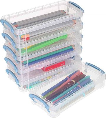 6 Large Capacity Pencil Box,Office Supplies Storage Organizer Box Blue