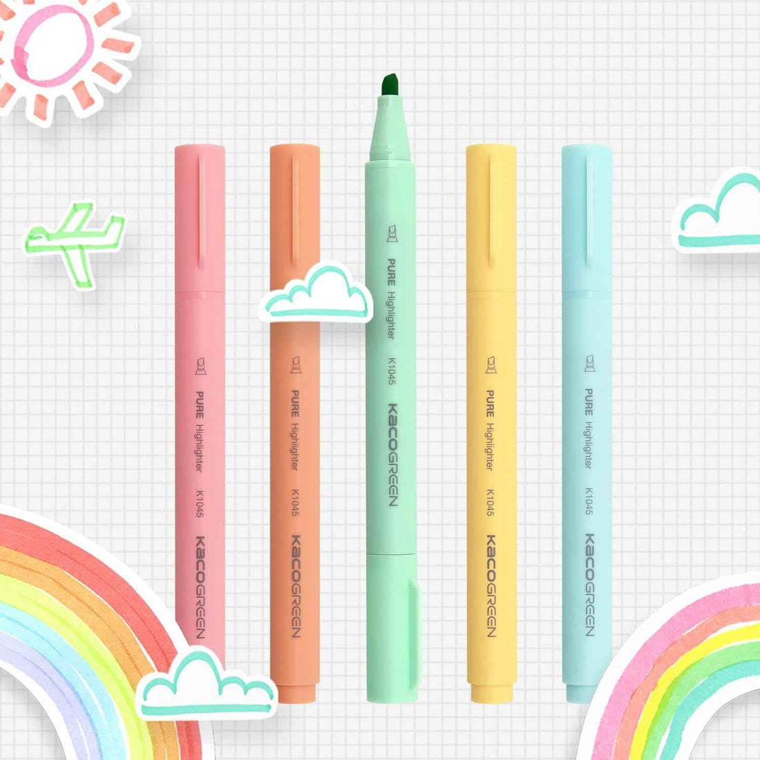 Kaco Aesthetic Highlighters,5 Assorted Macarons Color Bible Markers