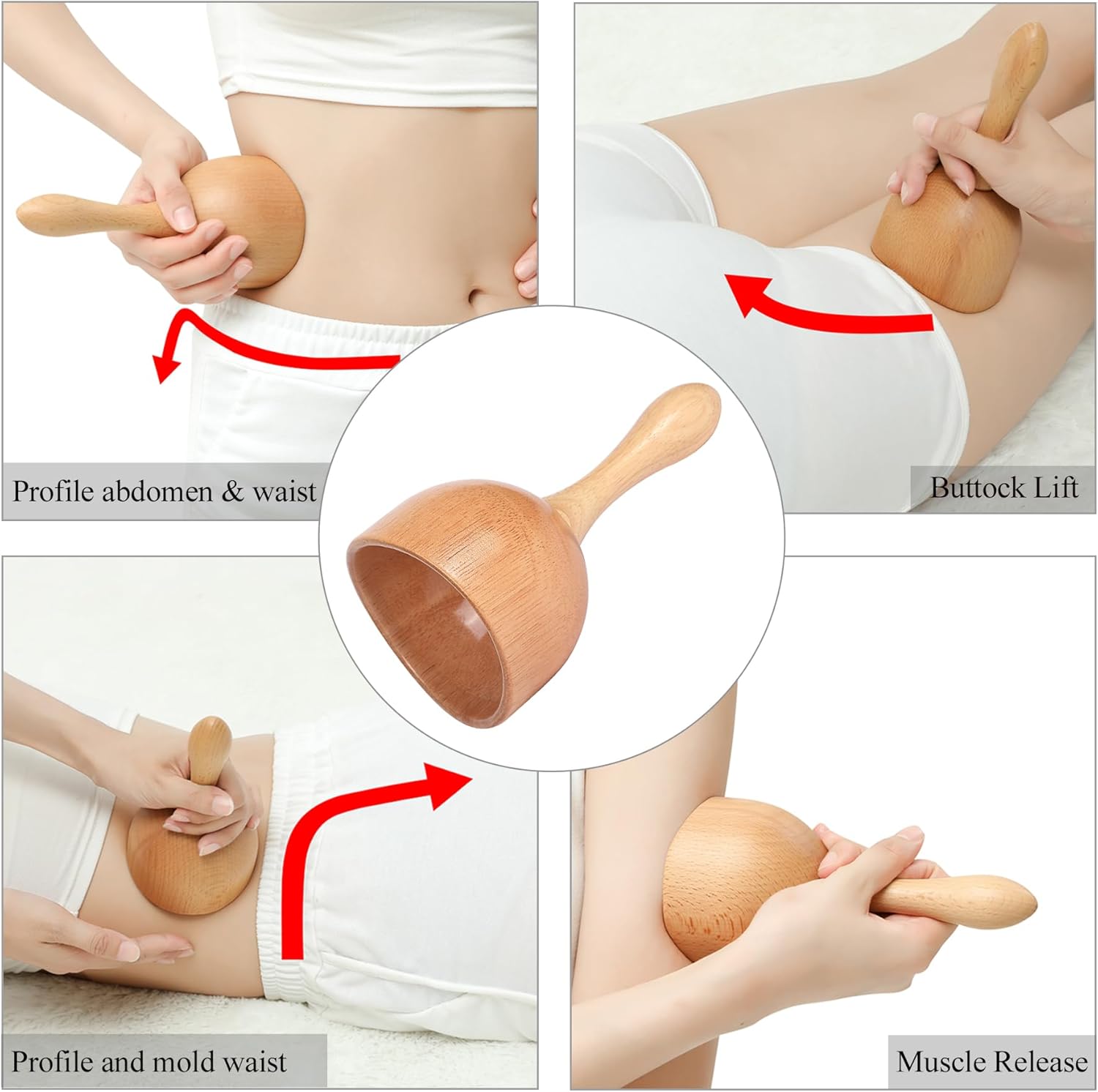 Lymphatic Drainage Wooden Therapy Massage Tools 5 Pack