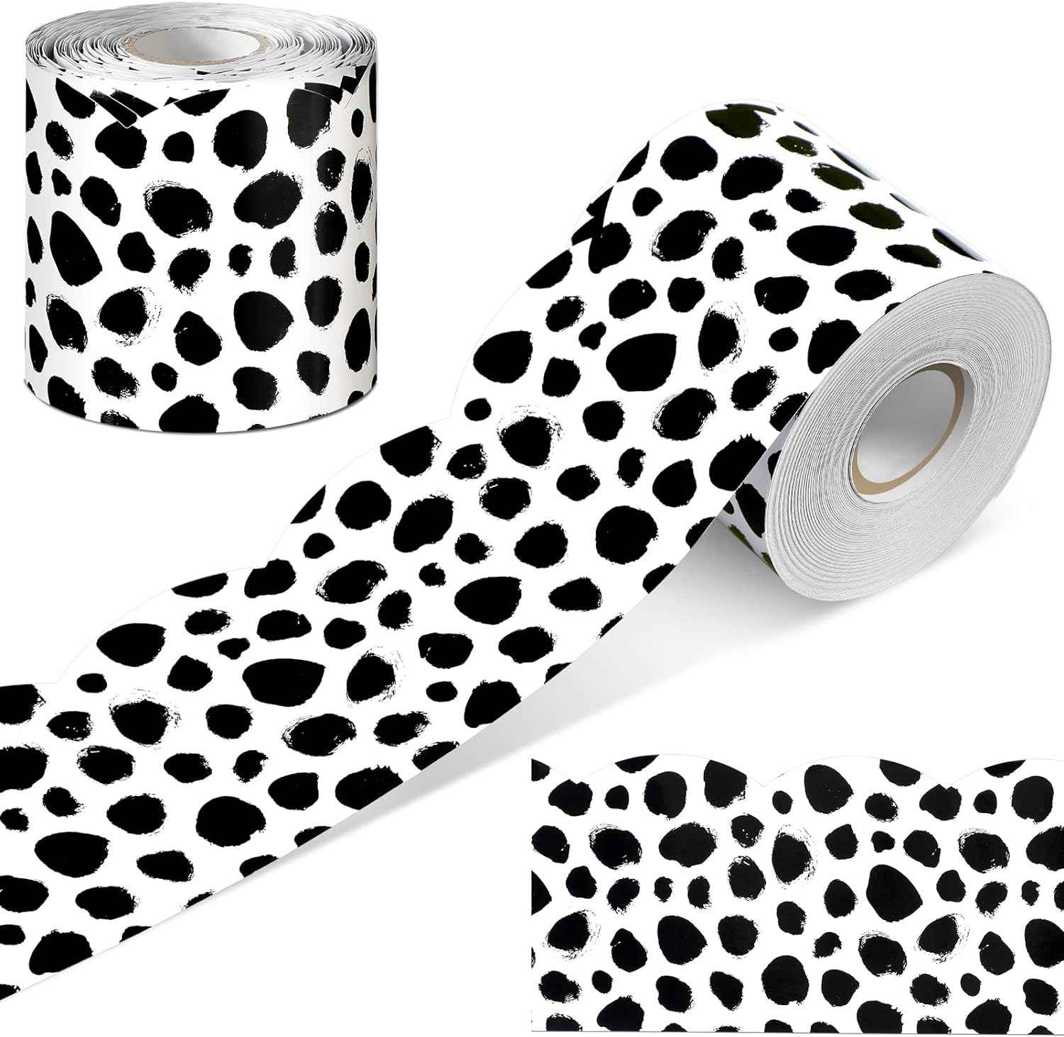 65 Feet Bulletin Board Dots Decorative Trim Borders Elegant Wavy Black Dot