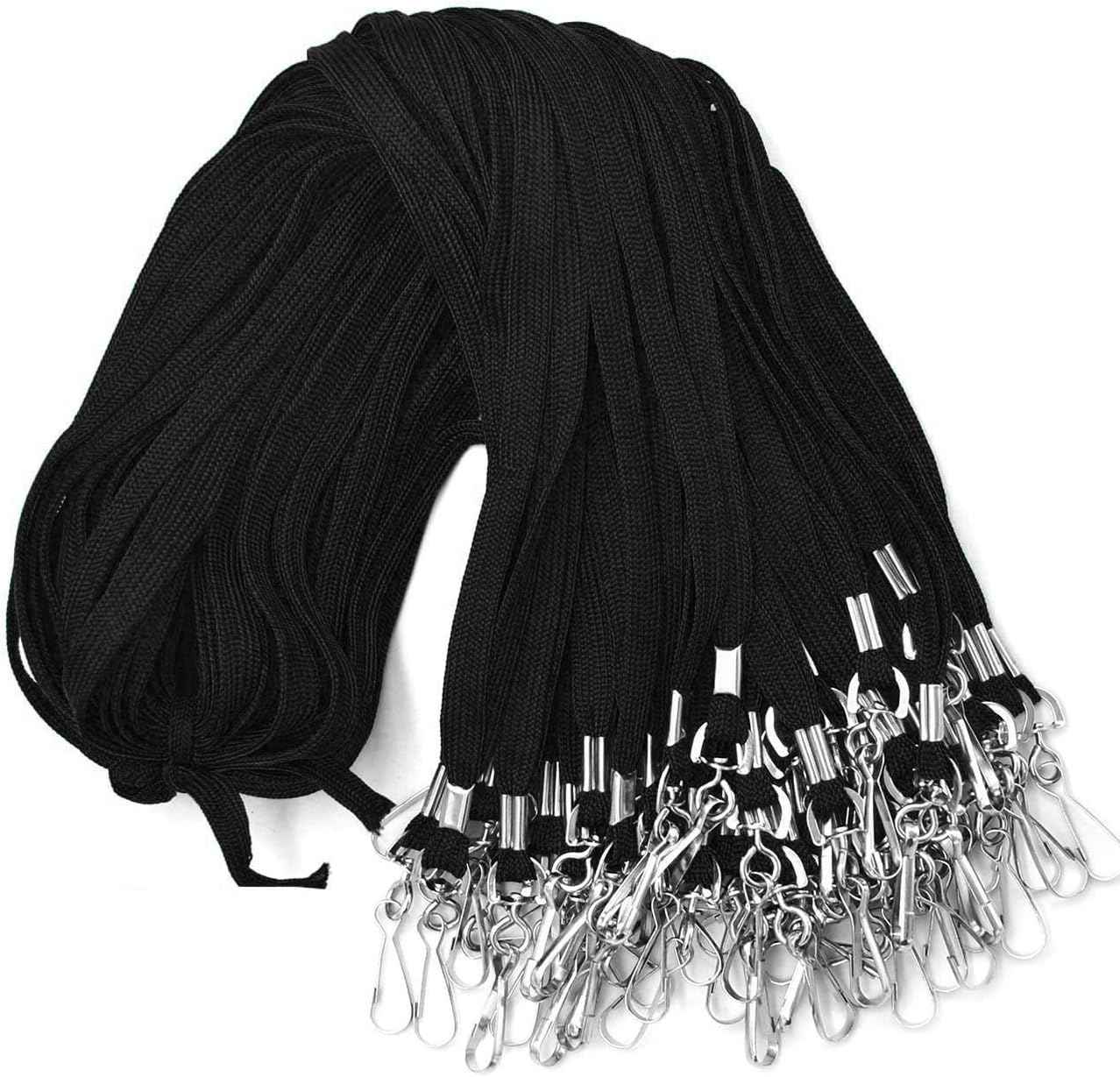 100Pcs Nylon Bulk Lanyard for Id Badges Black