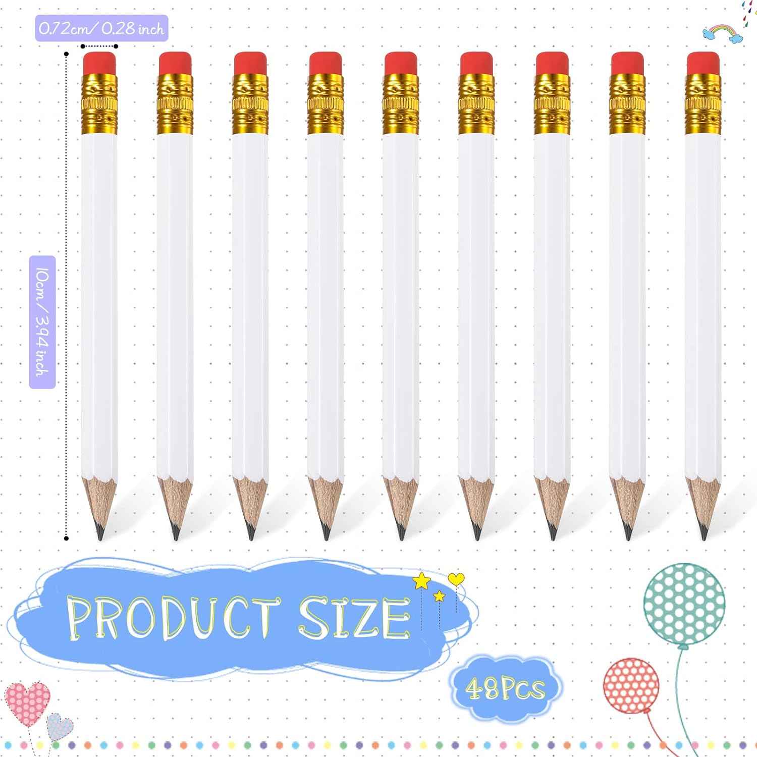 48 Pieces Golf Short Pencils with Eraser for Kids