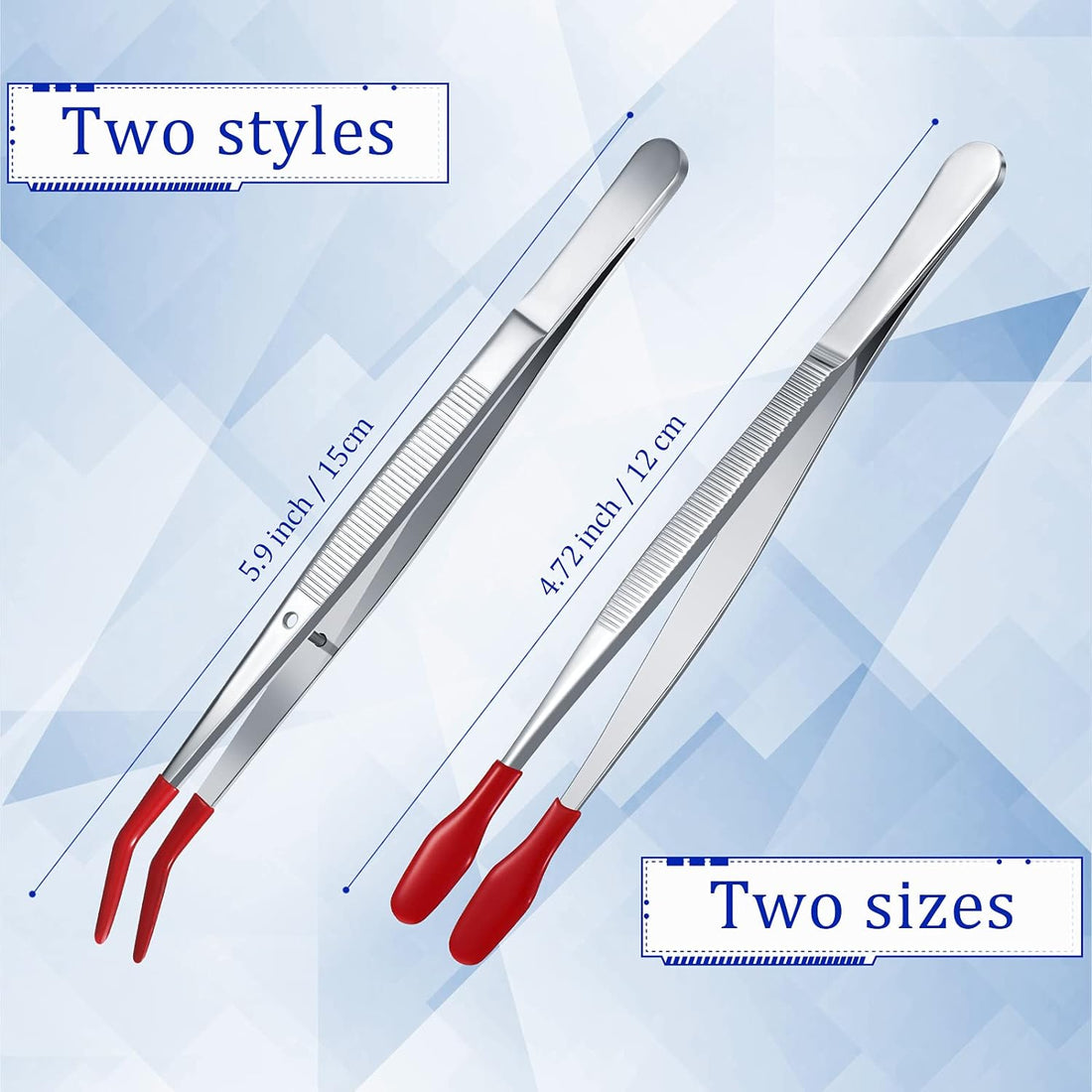 4Pcs Tweezers with Rubber Tip for Lab Industrial Jewelry Craft Red