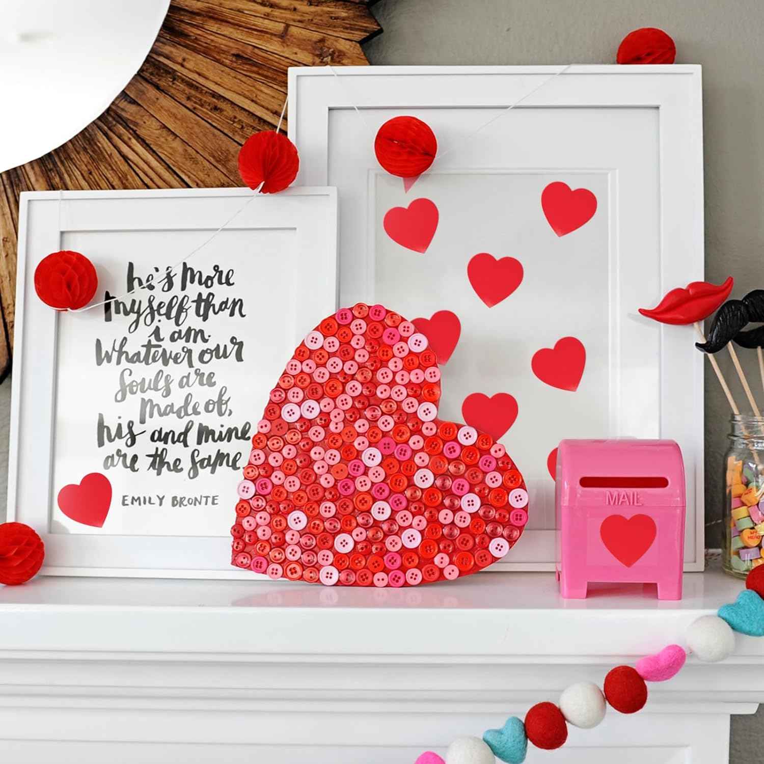 500Pcs Red Heart Stickers 1 inch