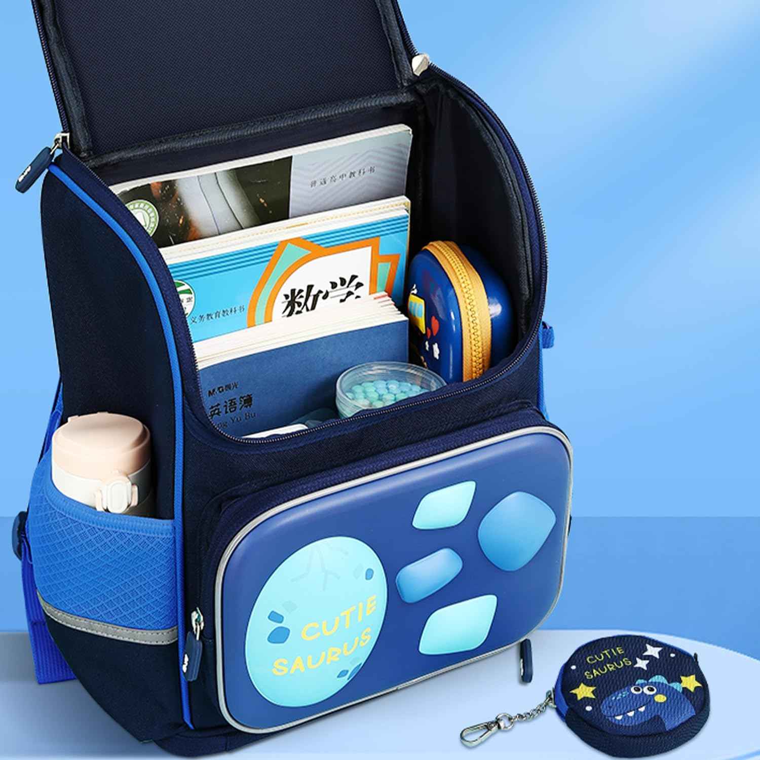 M&G Kids Large Capacity Blue Dinosaur Backpack Boys School Bag