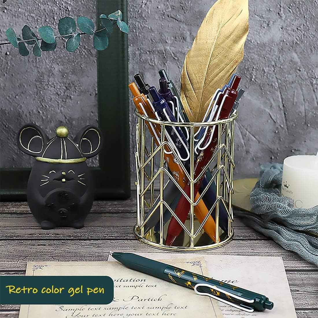 COLNK Colored Gel Pens with Retro Ink Retractable,0.5mm,8 Pack