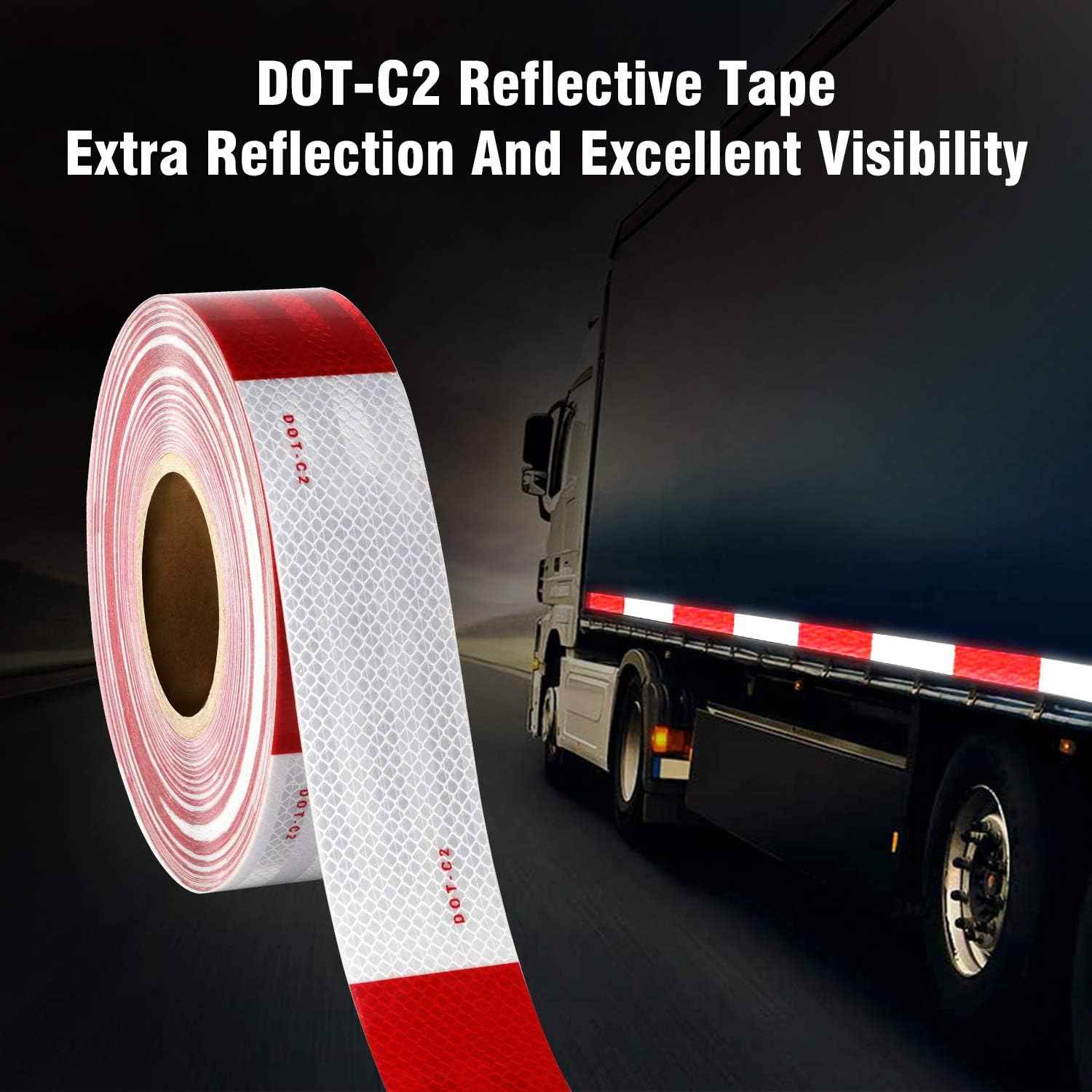 DOT-C2 Reflective Safety Warning Tape 2 Inch x 160 Feet Red/White