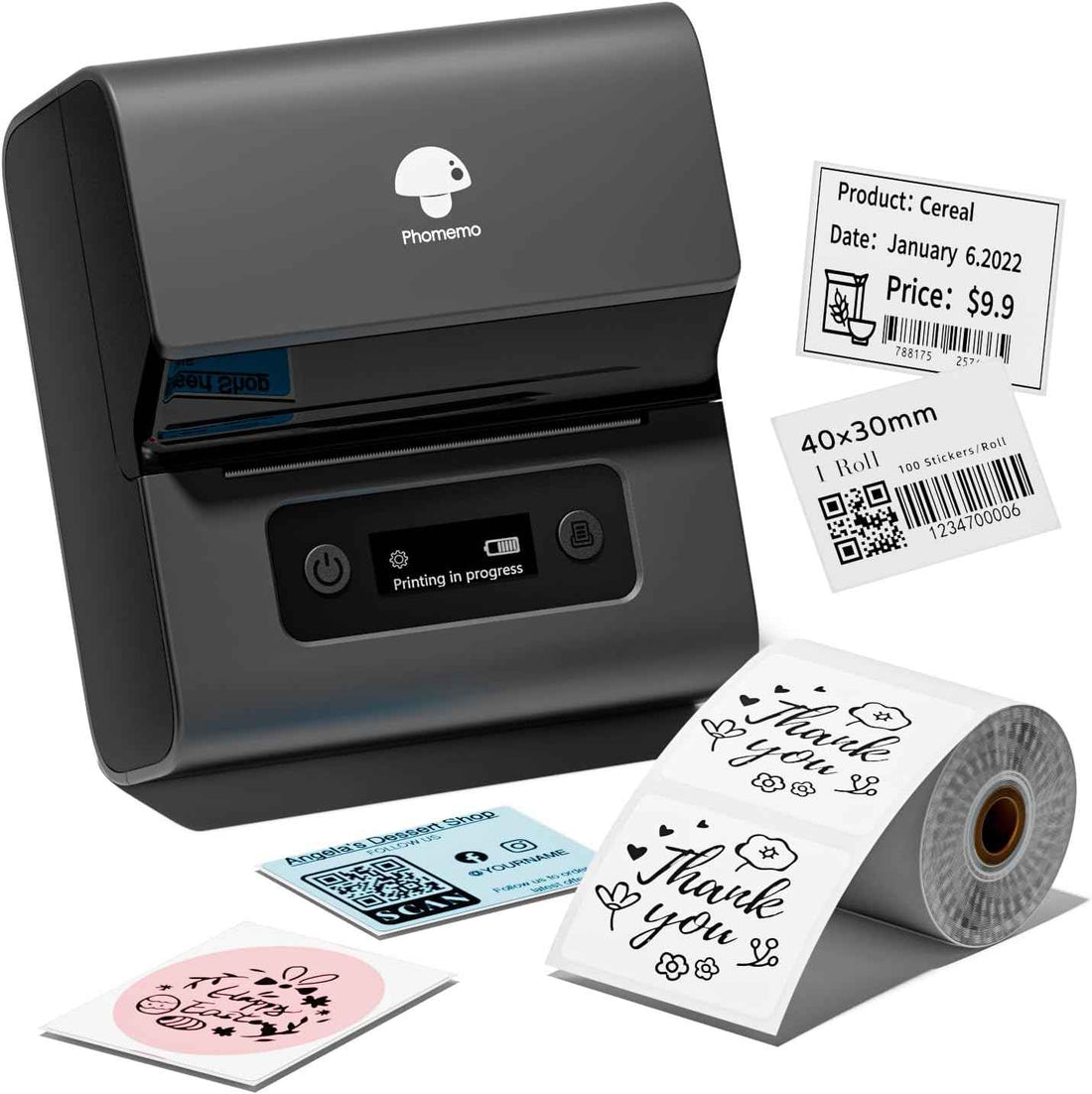 Phomemo M221 Label Makers- 3 Inch Barcode Label Thermal Printer Black