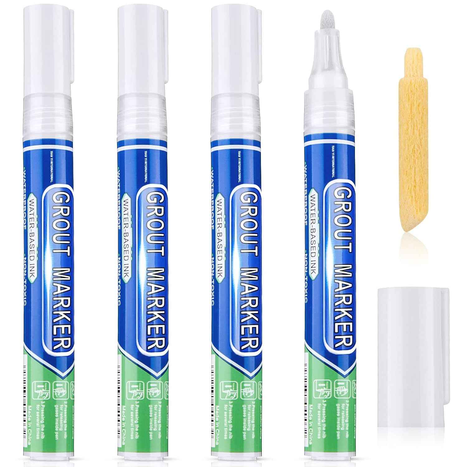 Grout Wall Repair Pen Tile Paint Markers for Bathrooms Kitchen 4 Pack