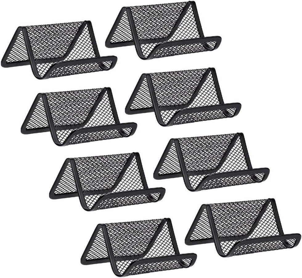 8pcs Business Card Holder Metal Mesh Black