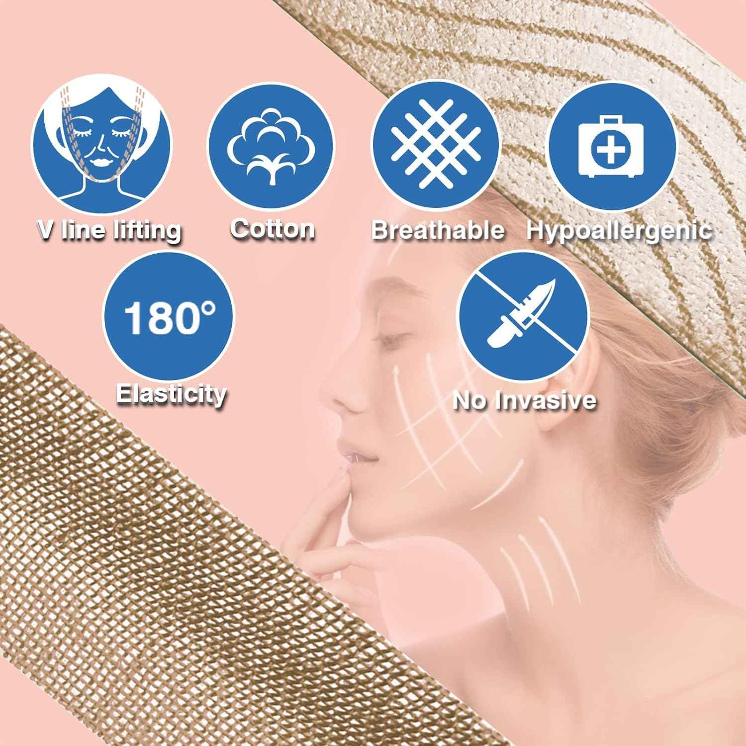 Anti-Wrinkle Tape Facial Myofascial Lift Tape 2.5CM x 5M,2 Rolls