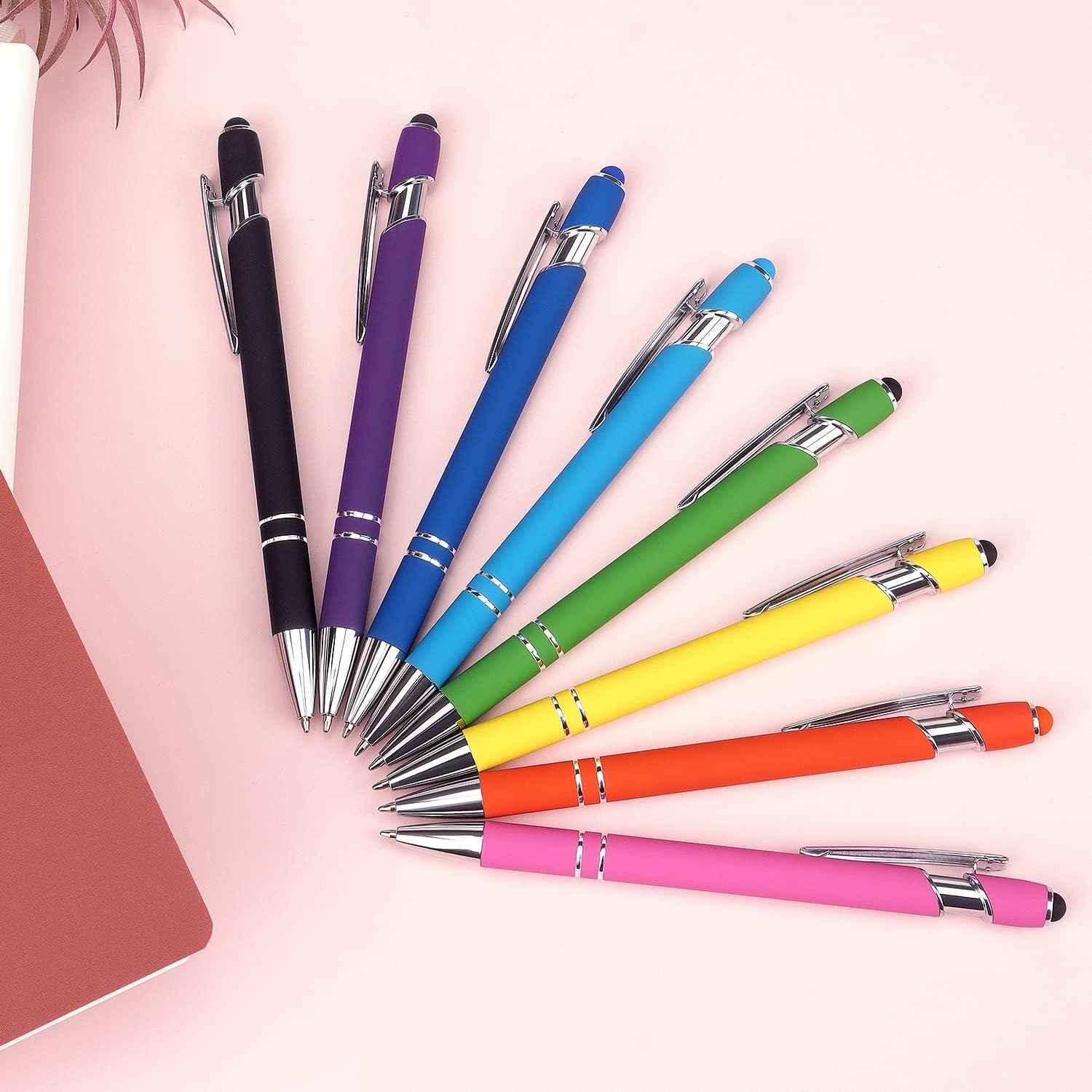 2-in-1 Stylus Retractable Ballpoint Pen with Stylus Tip,1.0mm Black Ink