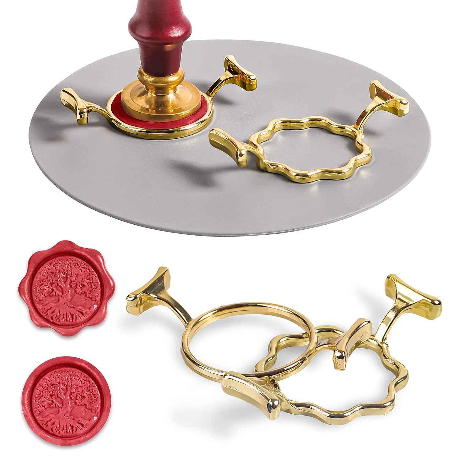 2 Metal Wax Seal Molds with Round Flower Shape,1 INCH