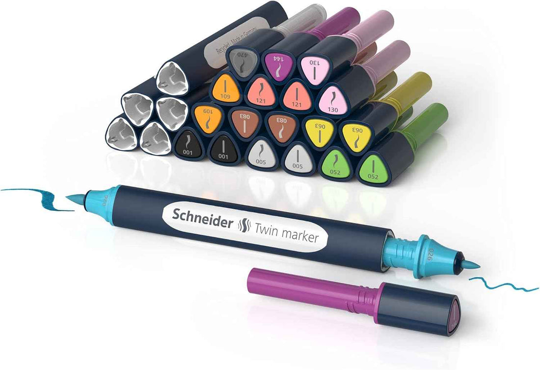Schneider Twin Marker Paint-It 040 Brush & Round Tip 10 Colors (27 Pieces)