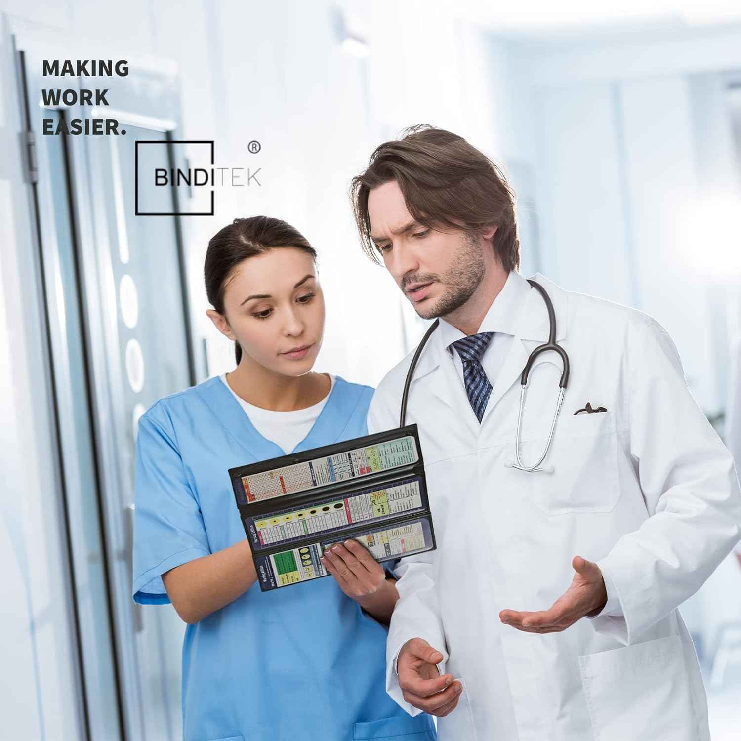 3-Layers Folding Nurse Clipboard with Nursing Edition Cheat Sheets Black