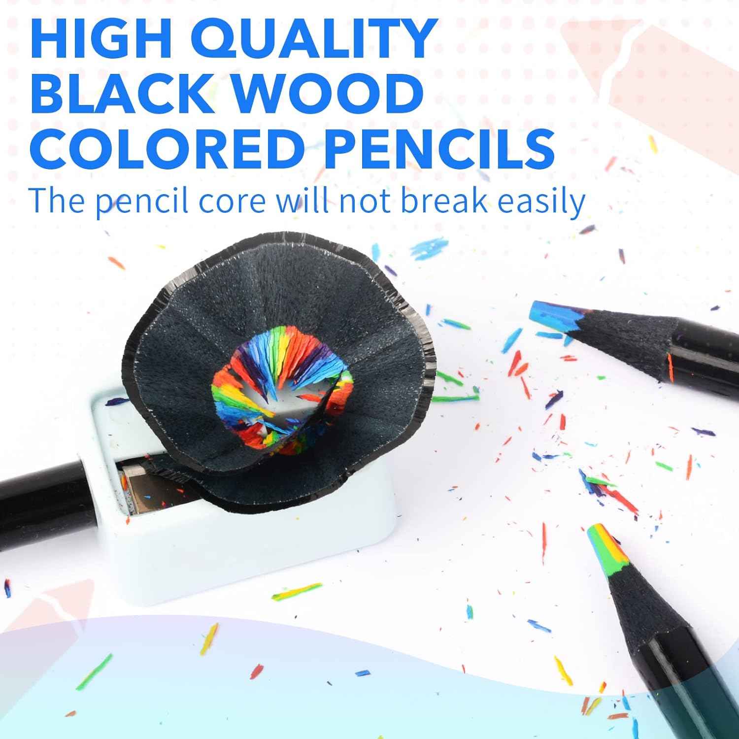 12PCS Black Wooden 7IN1 Rainbow Colored Art Drawing Pencils