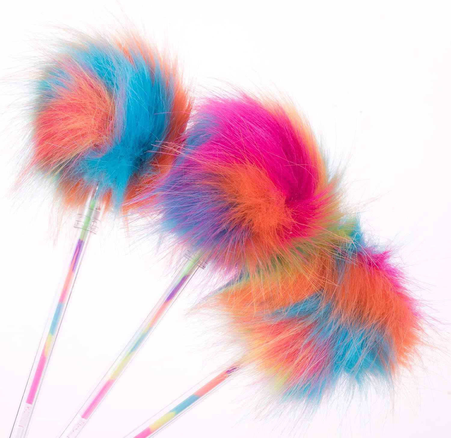 12 Pack Rainbow Color Pompom Gel Pens for Girls and Children