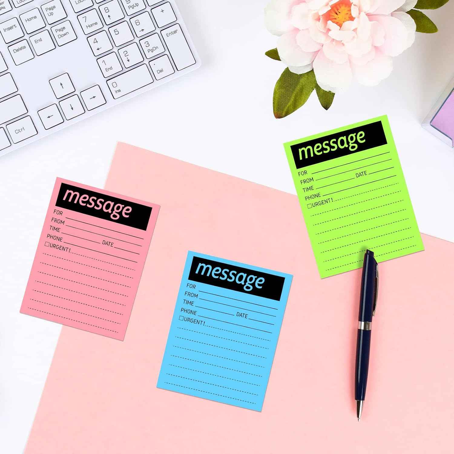9pcs Telephone Message Sticky Notes Pads 4 x 5 Inch (Fluorescent Colors)
