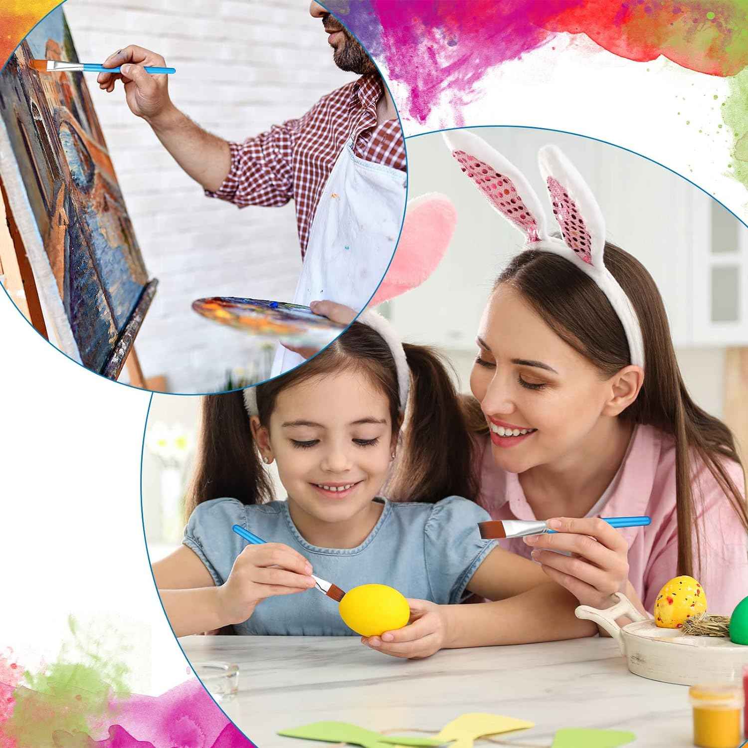 10 Pieces 3/4 Inch Flat Acrylic Paint Brushes for Kid Adult