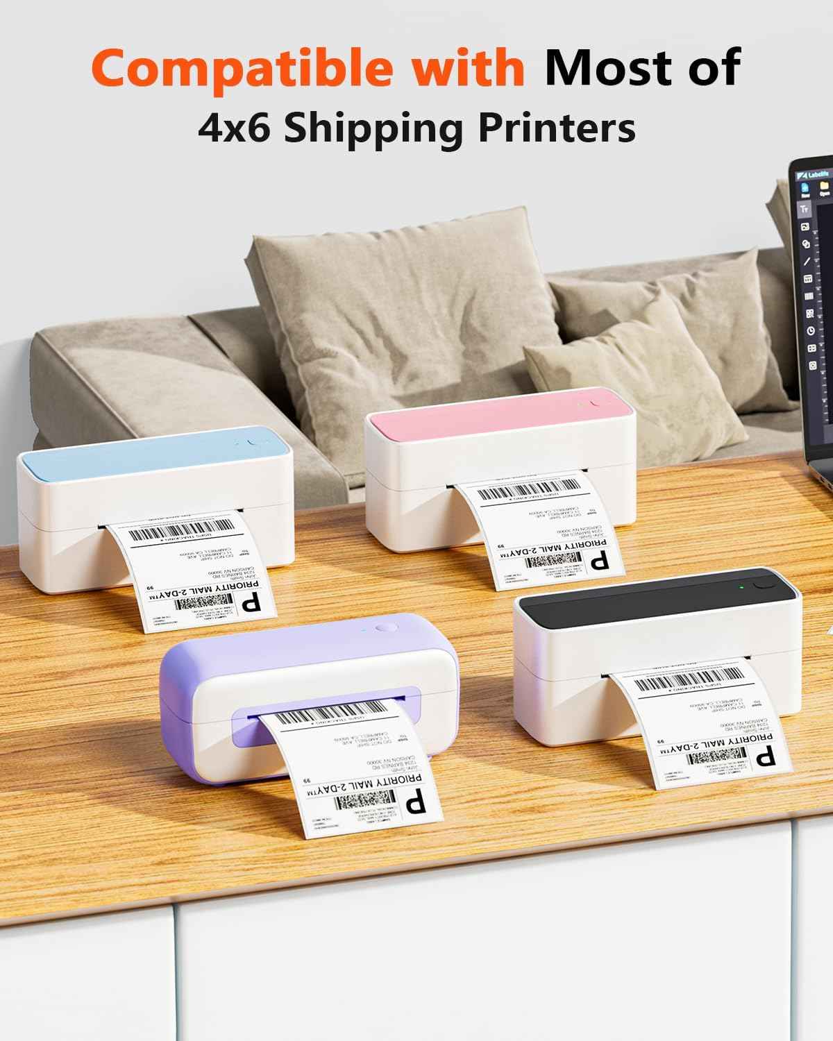 Phomemo 4x6 Inch Thermal Direct Shipping Label,Fan-Fold 500 Labels