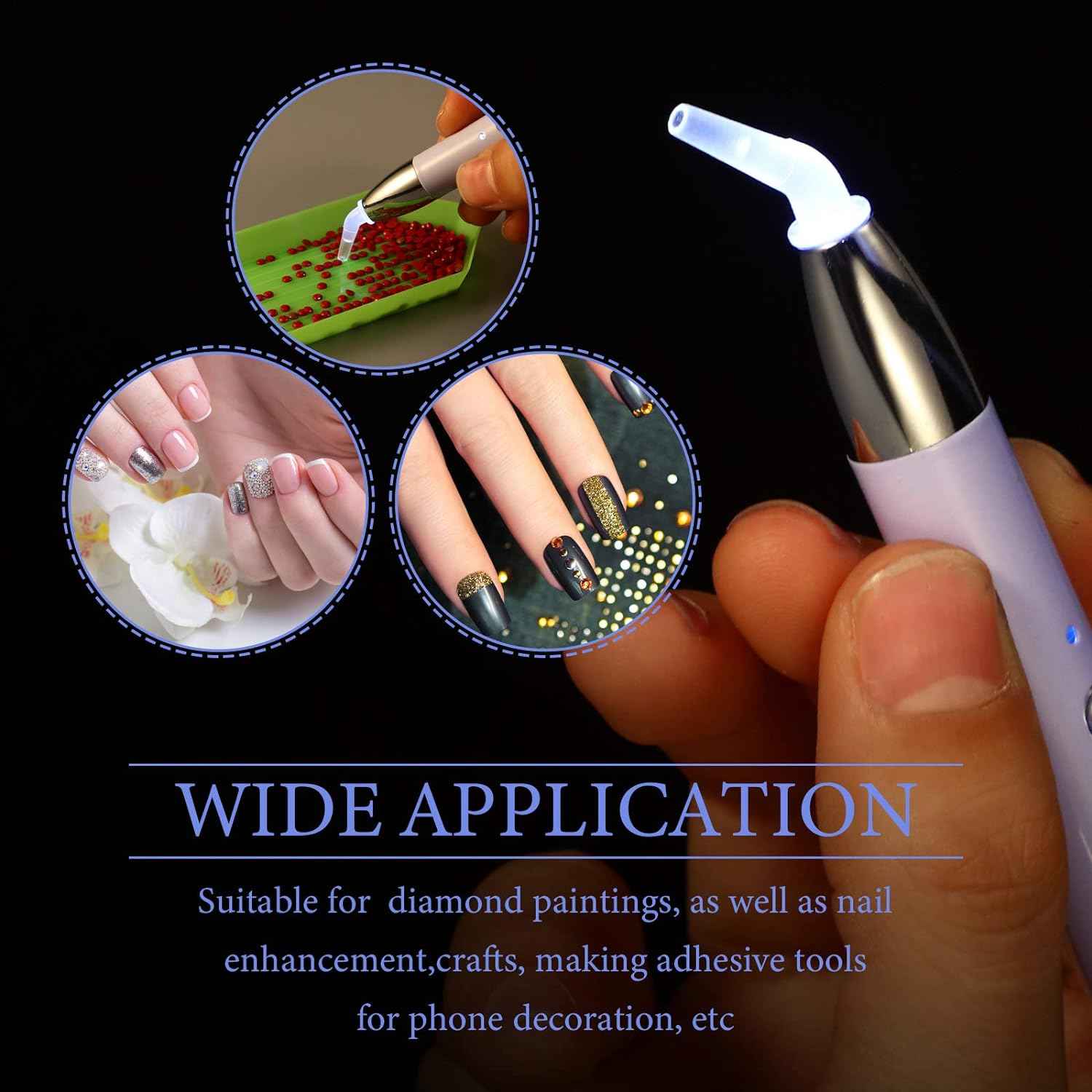 2Pcs LED Diamond Painting Drill Pen USB Rechargeable