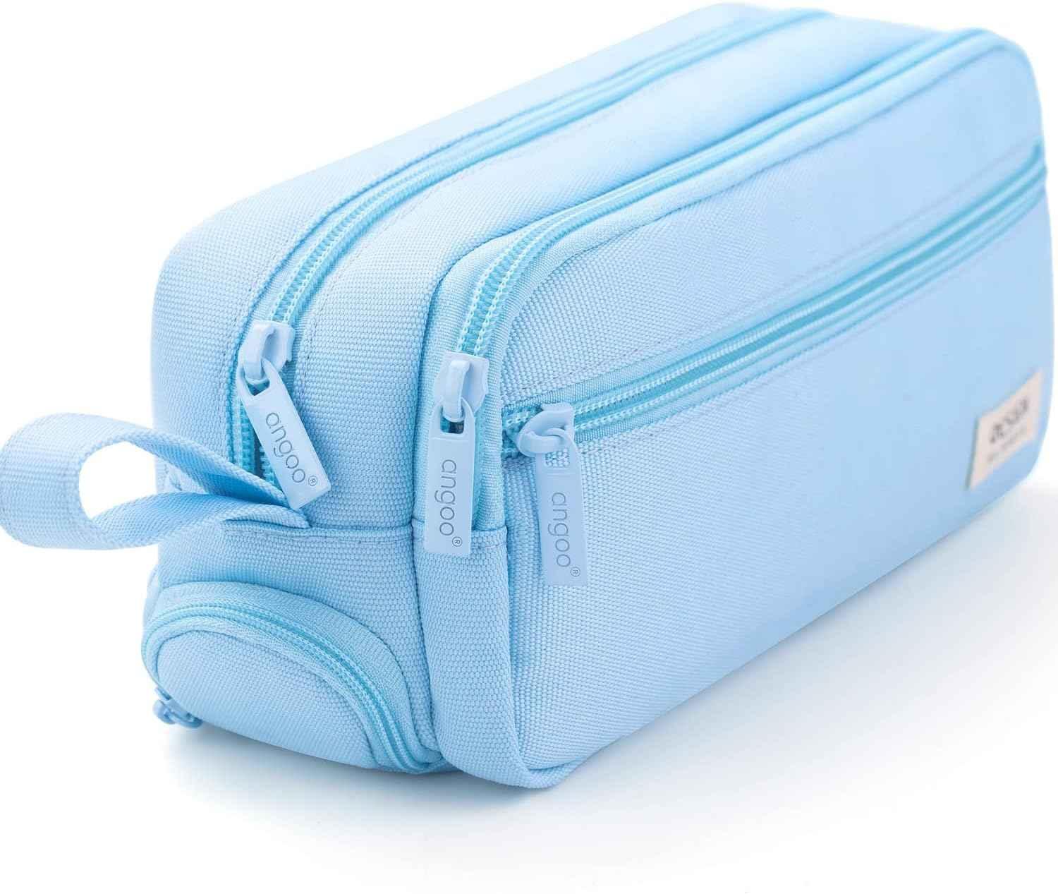 Large Pencil Case High Capacity Holder Box Storage Bag Blue