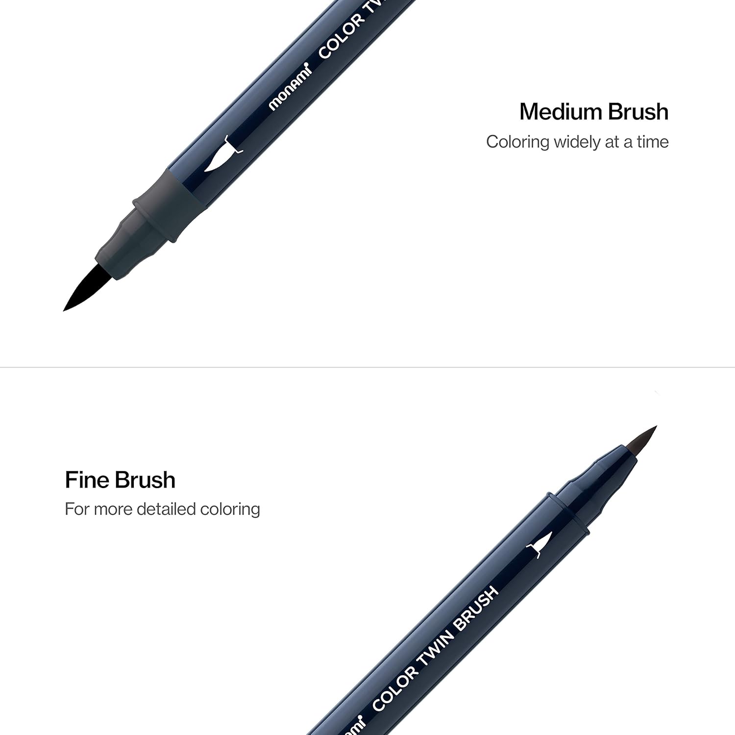 MONAMI Color Twin Brush Marker Pens,Grey Mood 6-Pack