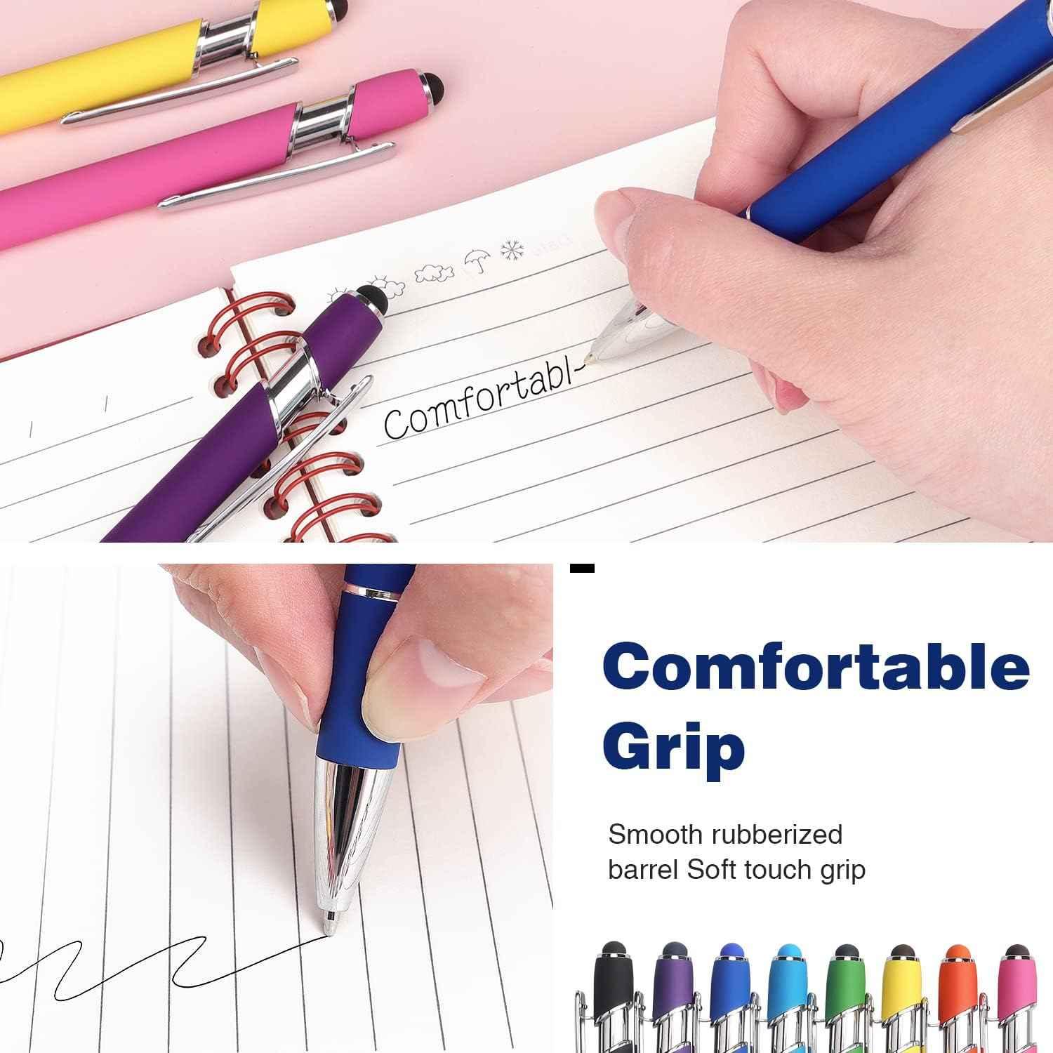 2-in-1 Stylus Retractable Ballpoint Pen with Stylus Tip,1.0mm Black Ink