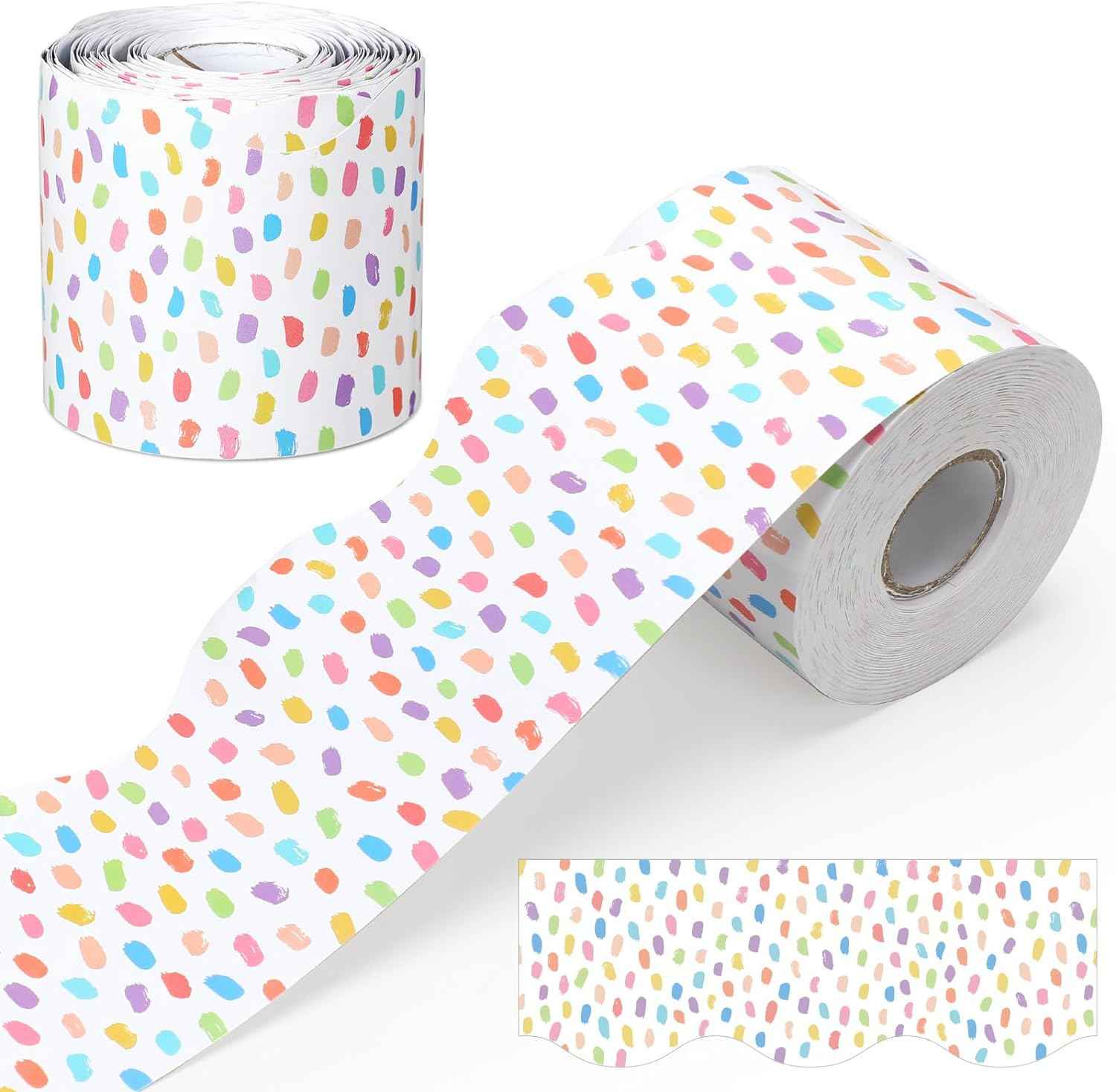 65 Feet Bulletin Board Dots Decorative Trim Borders Rainbow Dots