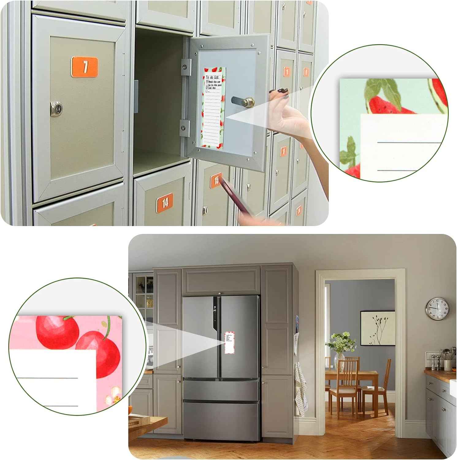 4 Pack Magnetic Notepads Grocery List Pad for Refrigerator,Fruit Design