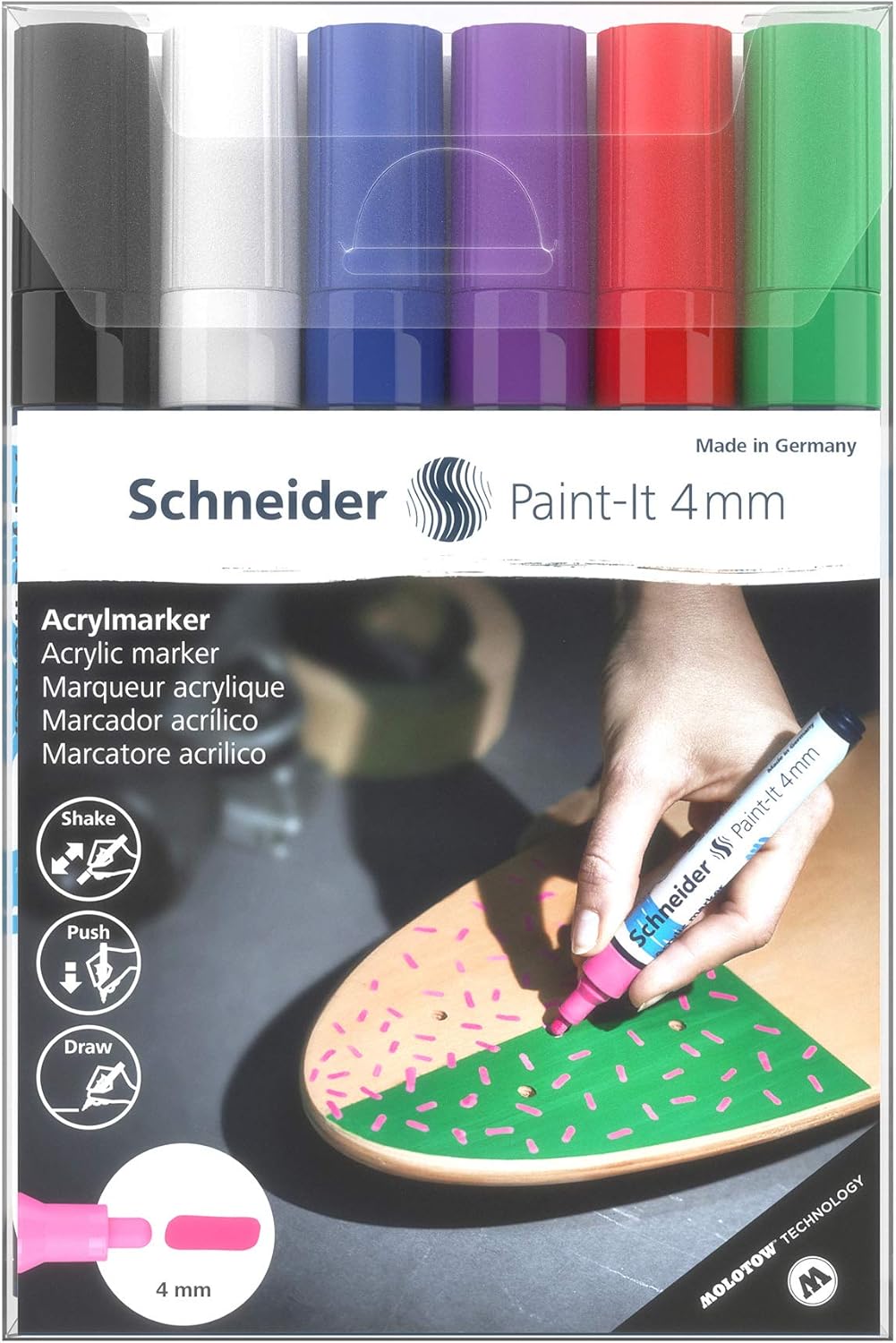Schneider Paint-It 320 Acrylic Marker Set 4mm 6 Color Pack