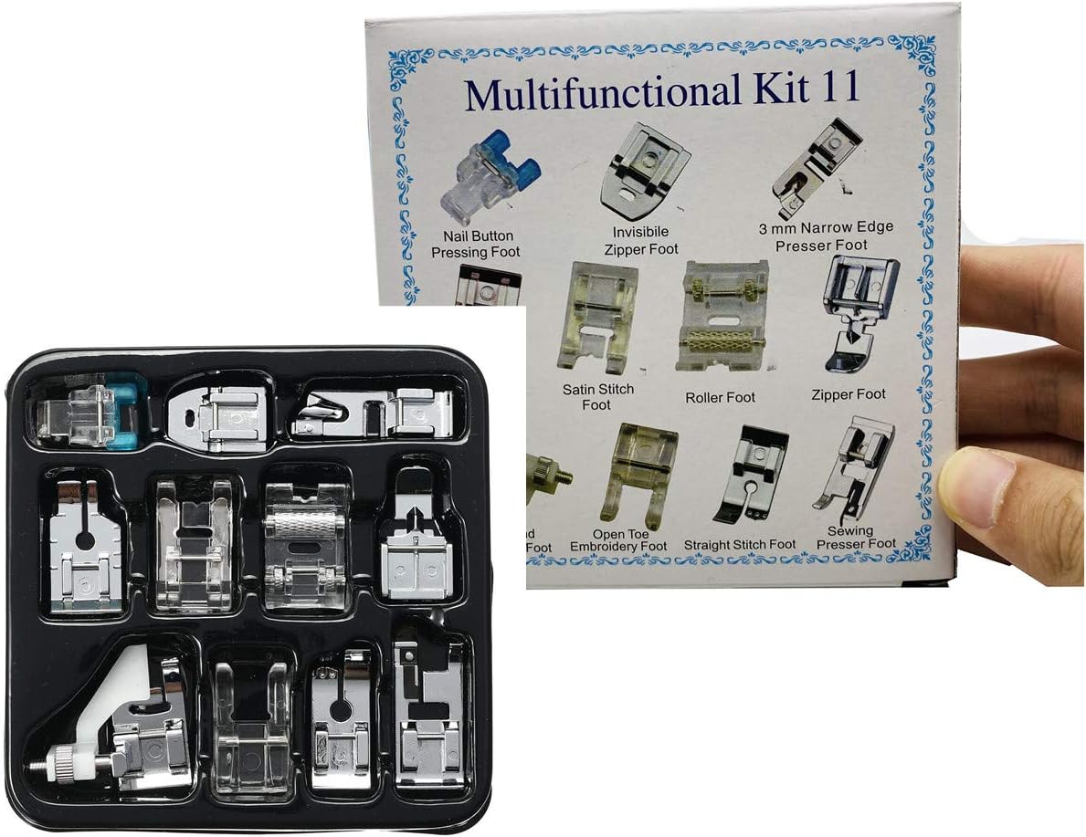 Multifunktionales Nähfüßchen-Set 11 mit Snap-on Nähfüßen und Anleitungskarte