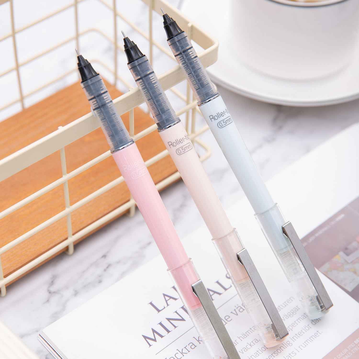 M&G Liquid Rollerball Pen,0.5mm Fine Point Pen with Black Ink 6 Pack