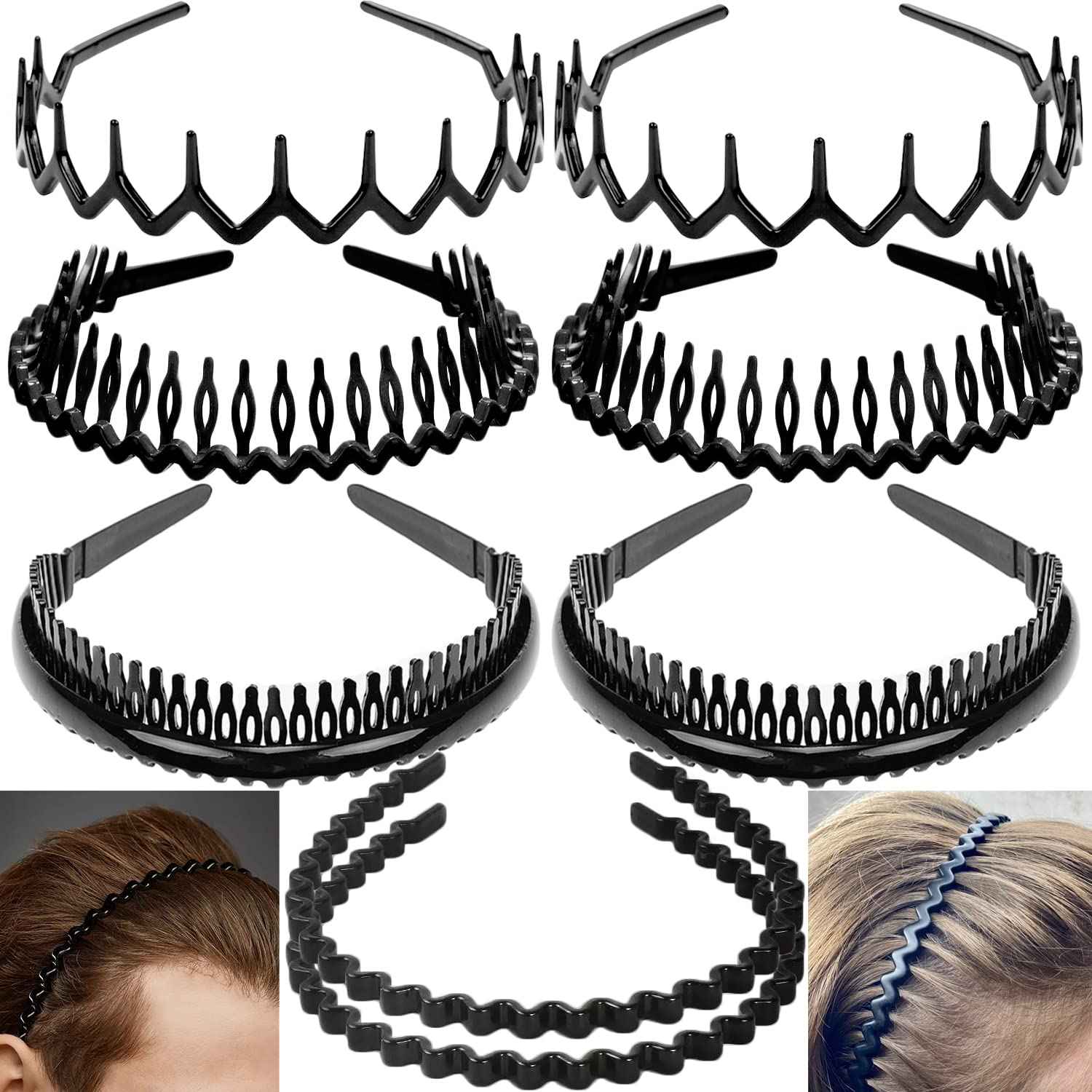 8PCS Fashion Effortless Plastic Headbands with Teeth Comb C