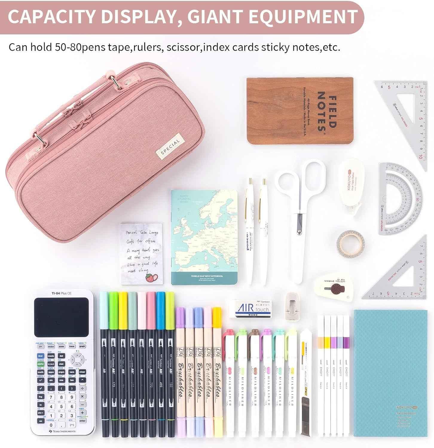 Large capacity pencil case Pencil Pouch Double Zipper Storage Bag