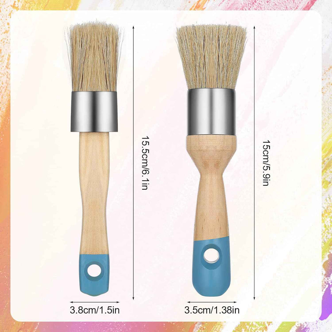 2 Pack Chalk and Wax Paint Brush Tool Flat and Round Blue