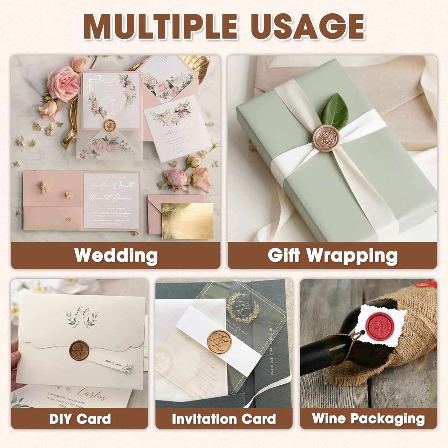 400pcs Wax Seal Kit with 2 Metal Wax Seal Mold