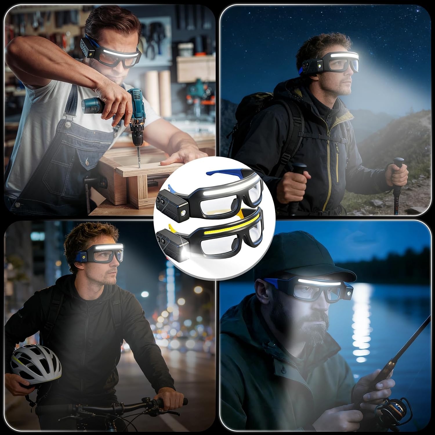 LED Glasses Rechargeable Headlight with Motion Sensor and Touch Control