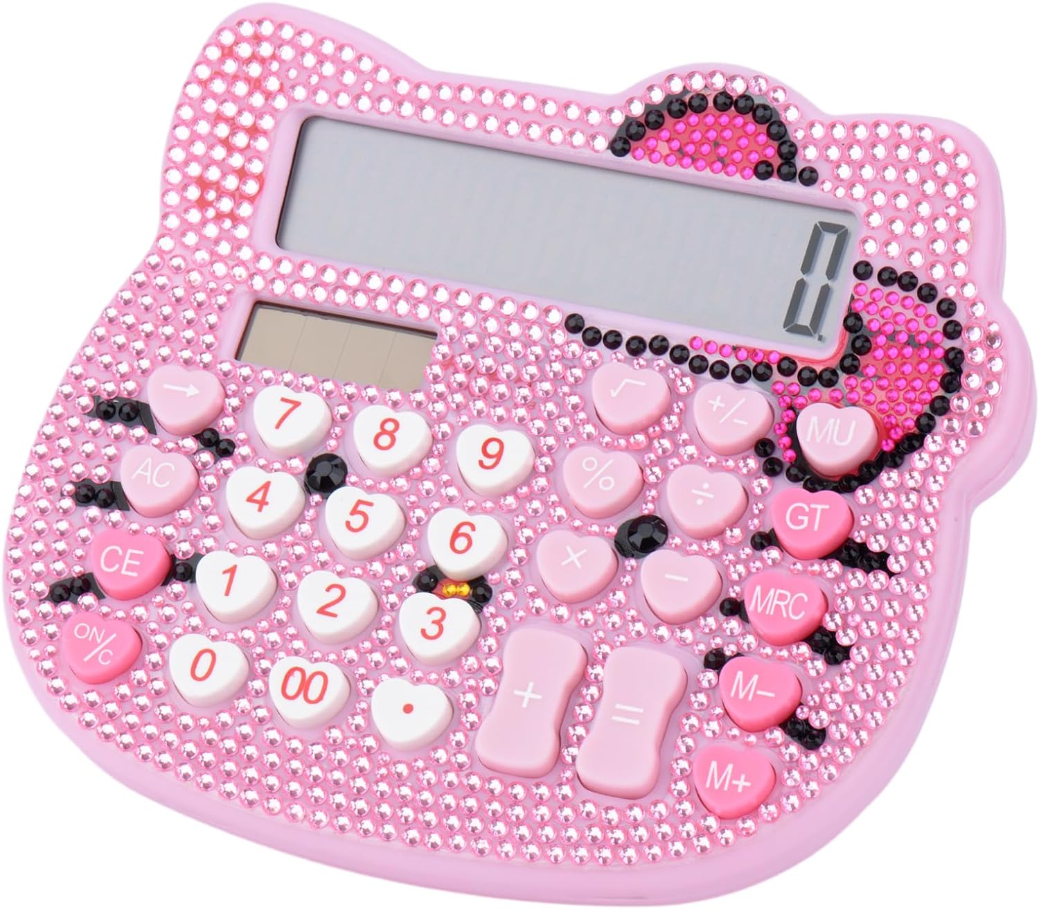 Kitty Diamonds Desktop Calculator 12 Digit Solar and Battery Dual Power Pink