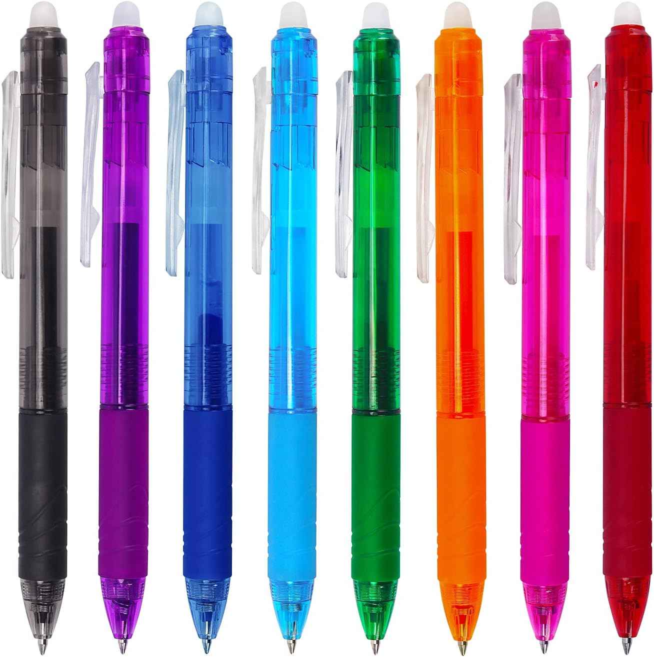 8 Pack Retractable Erasable Gel Pens Clicker Fine Point 0.7mm Assorted Color