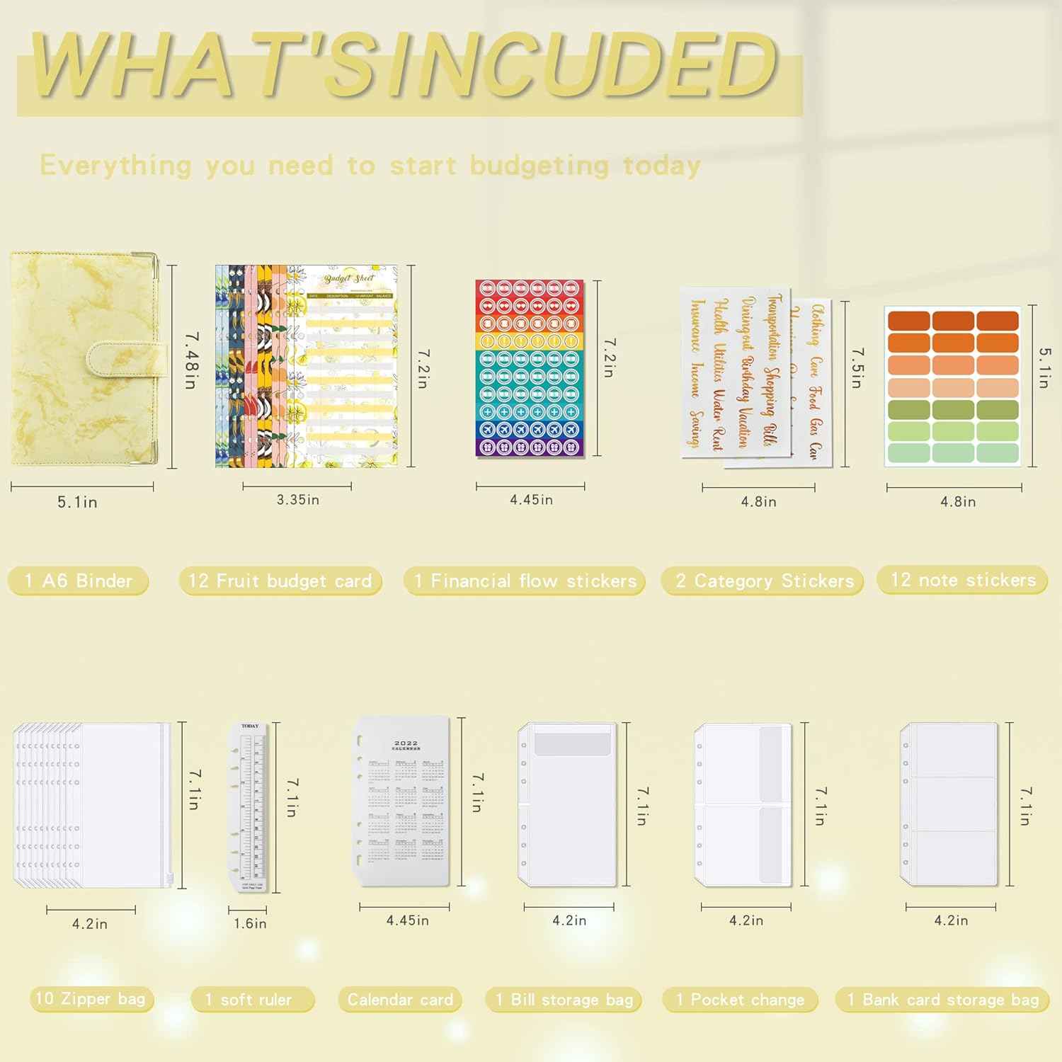 A6 Budget Binder with 12pcs Zipper Cash Envelopes Money Organizer