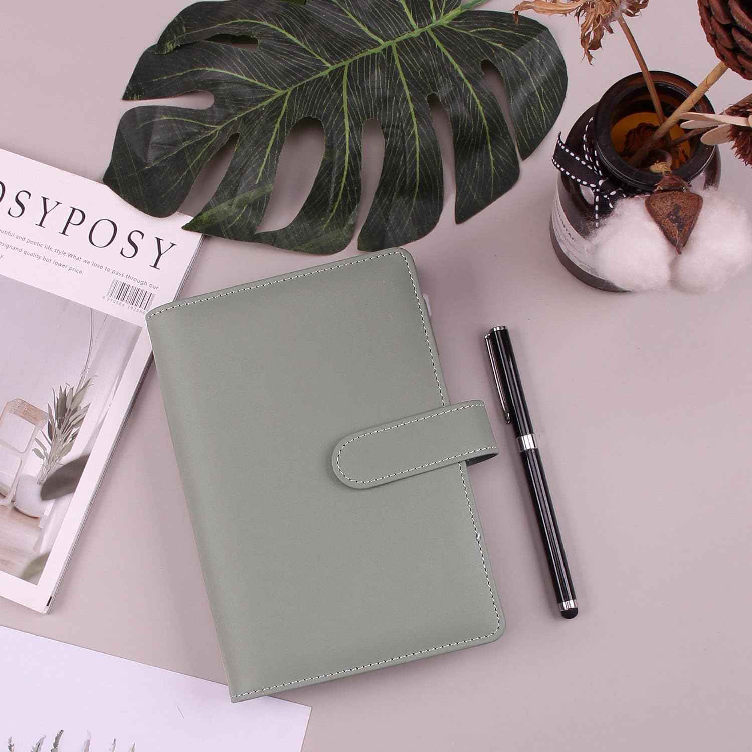 A6 Budget Binder,PU Leather with 12PCS Cash Pockets