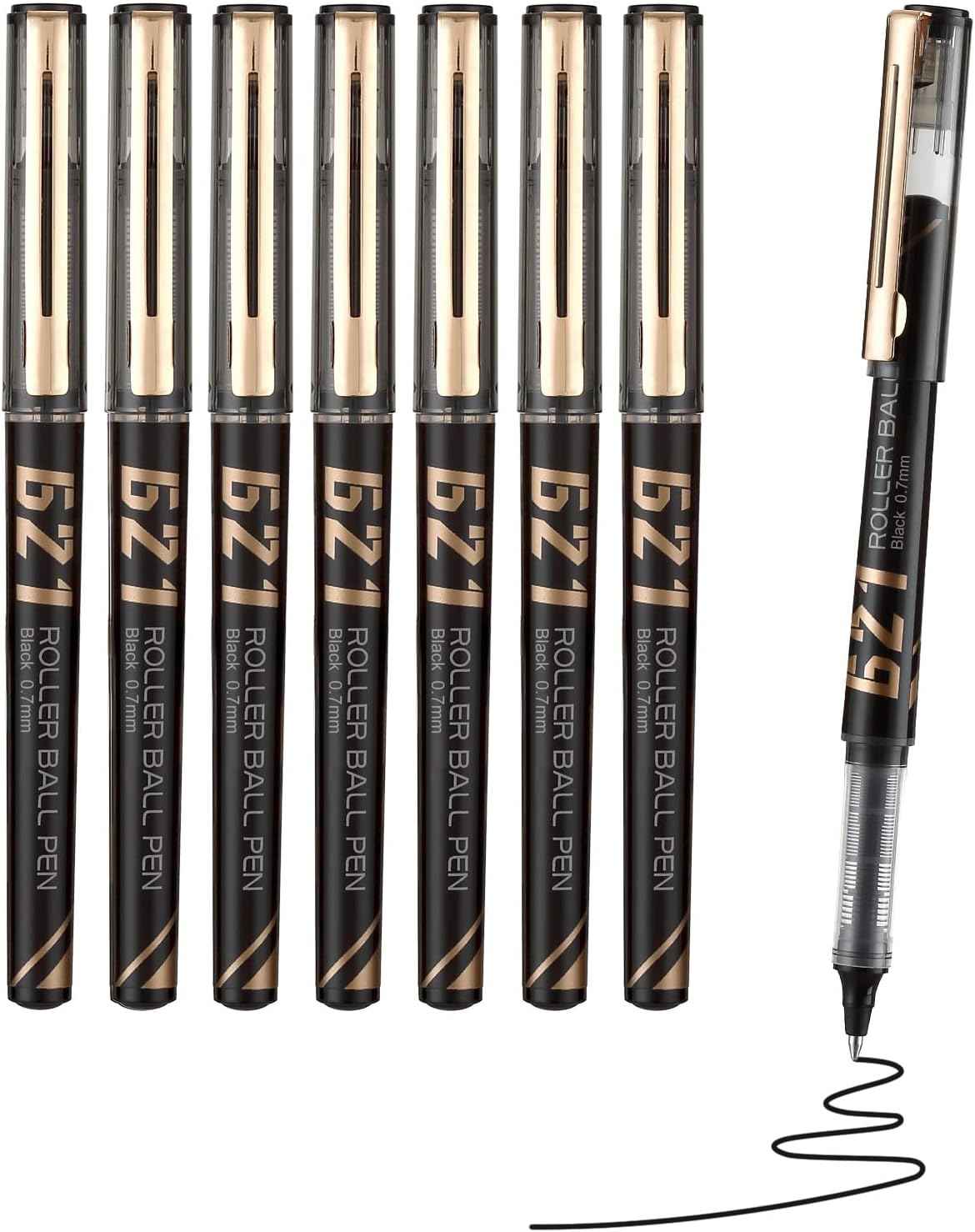 Comix 621 Rollerball Pens,Black Liquid Ink, 0.7mm Medium Point 8